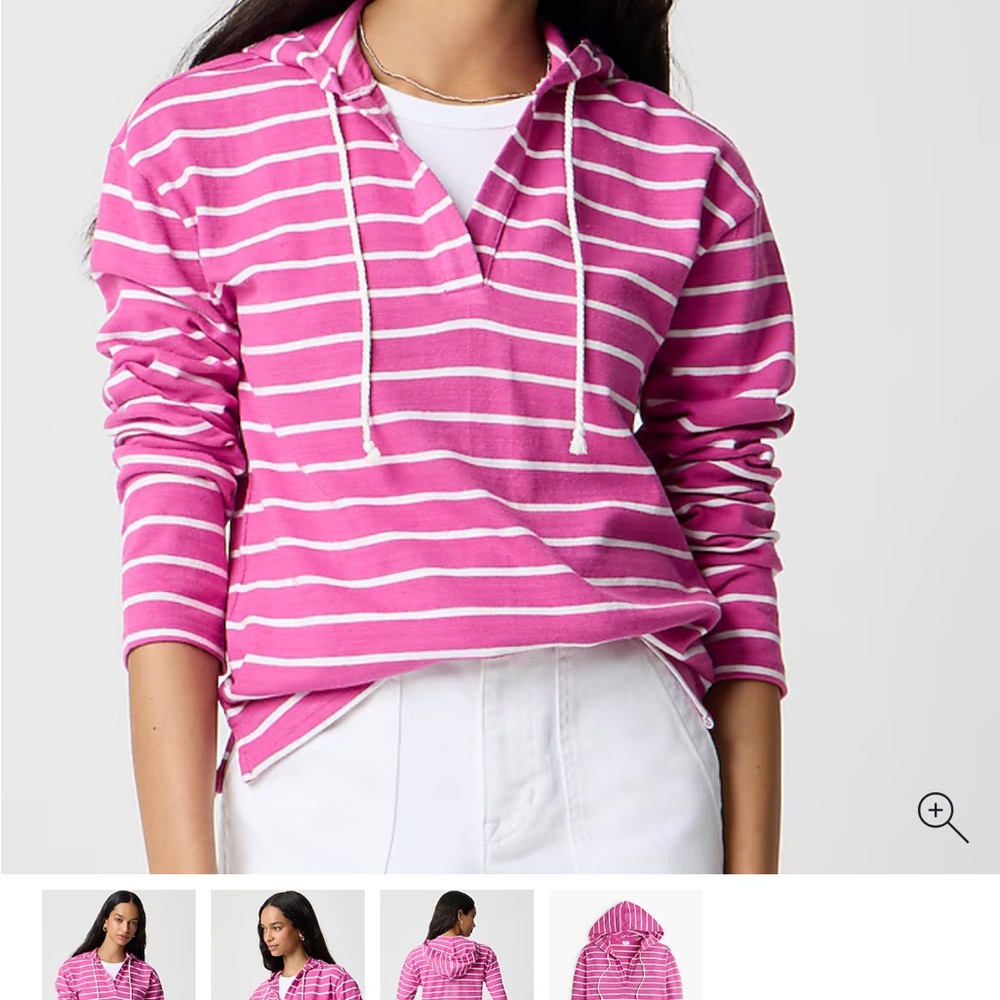 J. Crew Factory Pink and White Striped Hoodie xxl